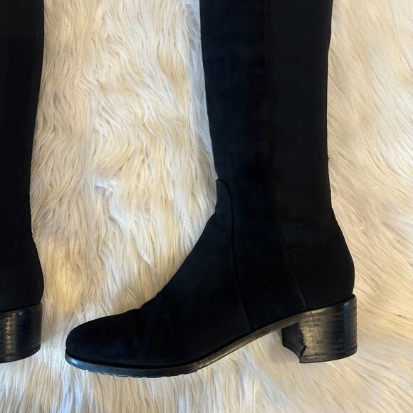 Stuart Weitzman 5050 Reserve Over the Knee High Boots Suede Block Heeled Black - Picture 10 of 16